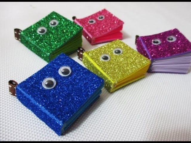 DIY : #192 Glitter mini NOTEBOOK with Cute Eyes ❤