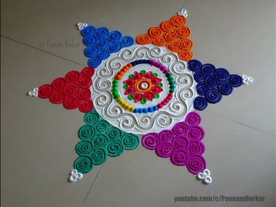 Easy and innovative multicolored rangoli | Diwali special rangoli designs by Poonam Borkar