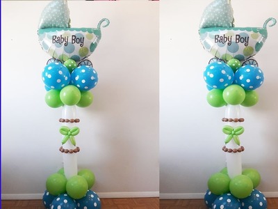 Easy Baby Shower idea  Its a boy Balloon carriage No helium No stand decoration tutorial