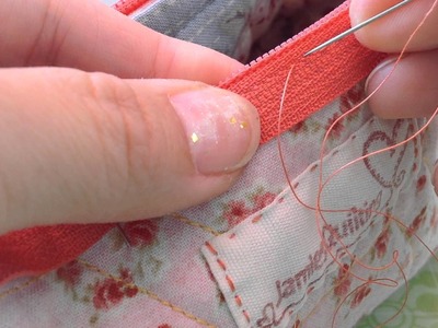 How to Hand stitch a Zipper on Hexa Pouch from JamiesQuilting