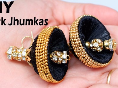 How to make function wear Silk thread black color jhumkas || jhumkas making video | DIY Jewellery