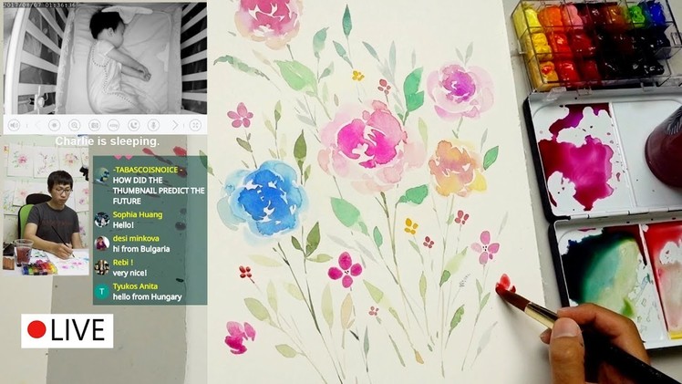 Live - Watercolor Painting for Beginners | Charlie is sleeping
