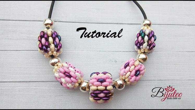 Necklace from beaded flower elements - tutorial