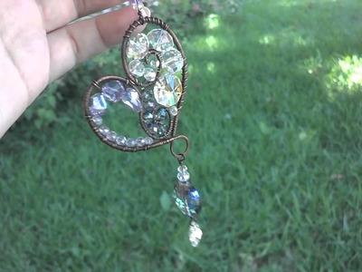 Sky Heart Sun Catcher crystal rainbow prism copper wire