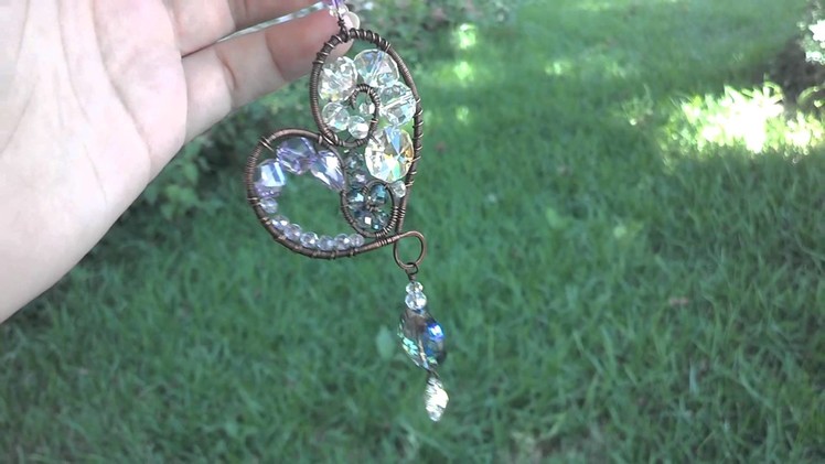 Sky Heart Sun Catcher crystal rainbow prism copper wire