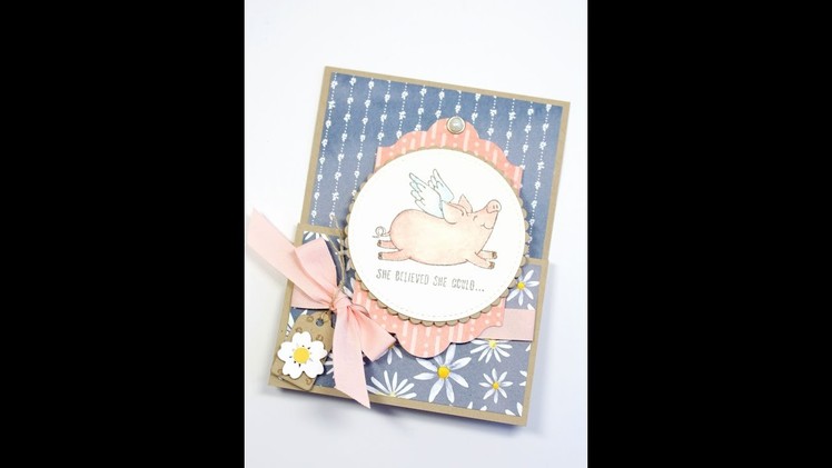 Stampin Up This Little Piggy Standing Z Fold with Kitchen Table Stamper