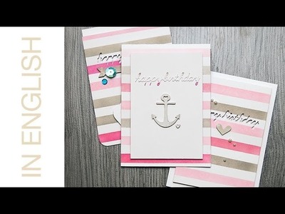 Striped Birthday Cards using washi tape and ink