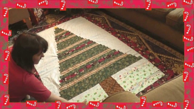 Beginner's  CHriStMaS tReE qUilt from Spare Fabric and Ribbon!! recycled!