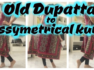 Convert your old Cotton Dupatta to Assymetrical Hem kurti