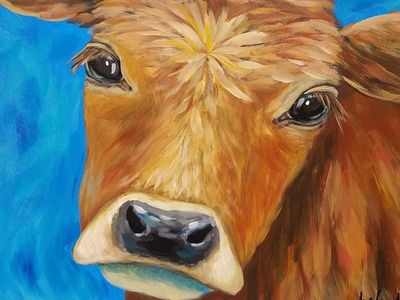 Cow Acrylic Painting Tutorial LIVE Beginner Step by Step Impressionist Lesson