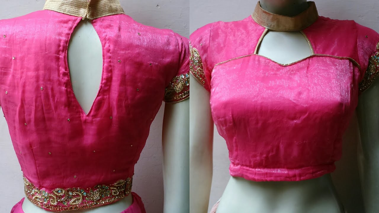 high neck collar blouse cutting and stitching in malayalam