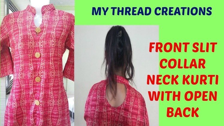 EASY DIY Collar Neck Kurti With Front Slit and Open Back SUBSCRIBER'S REQUEST #4