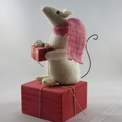 Emily's Gift.  A little handmade cute mouse perfect to tuck into a Christmas Tree, Christmas Decor