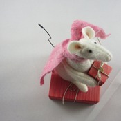Emily's Gift.  A little handmade cute mouse perfect to tuck into a Christmas Tree, Christmas Decor