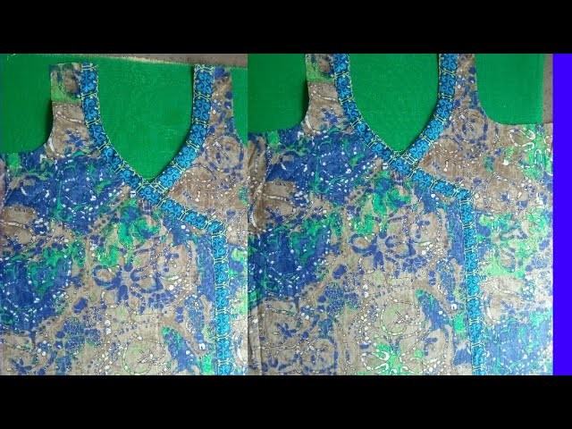 Front Neck design (Angrakha) cutting and stitching