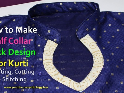 Half Collar Neck Design for Kurti, Kurti Neck Design Cutting and Stitching