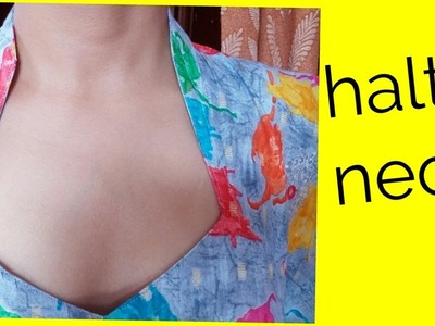 Halter neck cutting and stitching in hindi