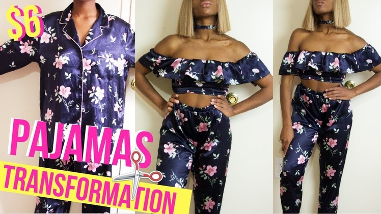 HOW I MADE A 2 PIECE OUTFIT FROM PAJAMAS?! ONLY $6! | Thirfted Transformations