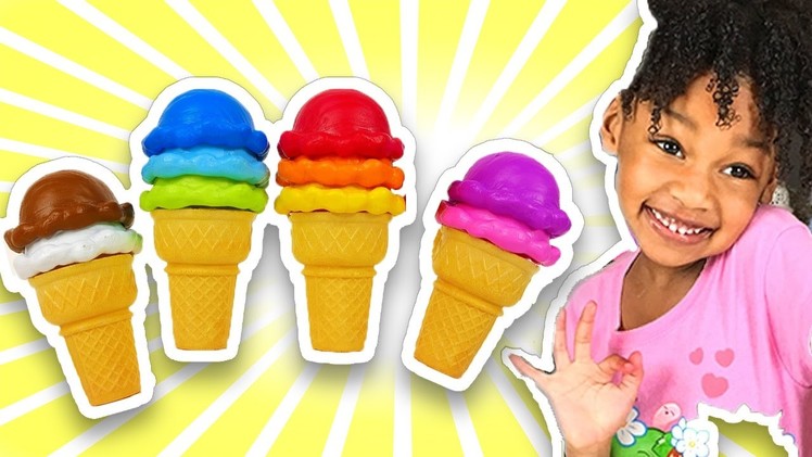 Learn Colors with Colorful Ice Cream Cones for Children, Toddlers and  | Play Doh Colours Kids