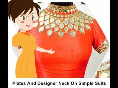 Pleats And Designer Neck On Simple Suits - Tailoring With Usha