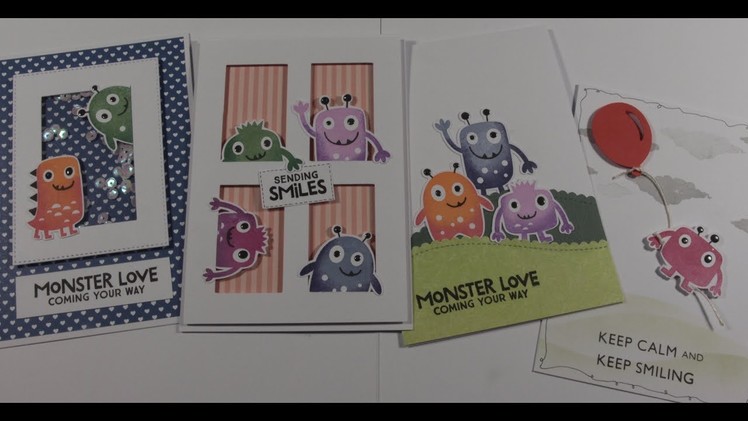 4 Cards 1 stamp - MFT Monster Love