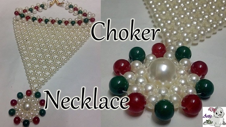 #49 How to Make Pearl Beaded Choker Necklace || Diy || Jewellery Making