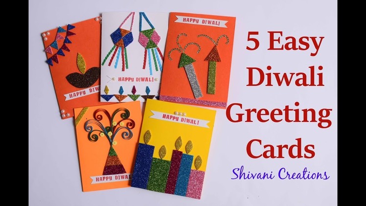 5 super Easy Handmade Cards for Diwali. DIY Greeting Card. Diwali cards