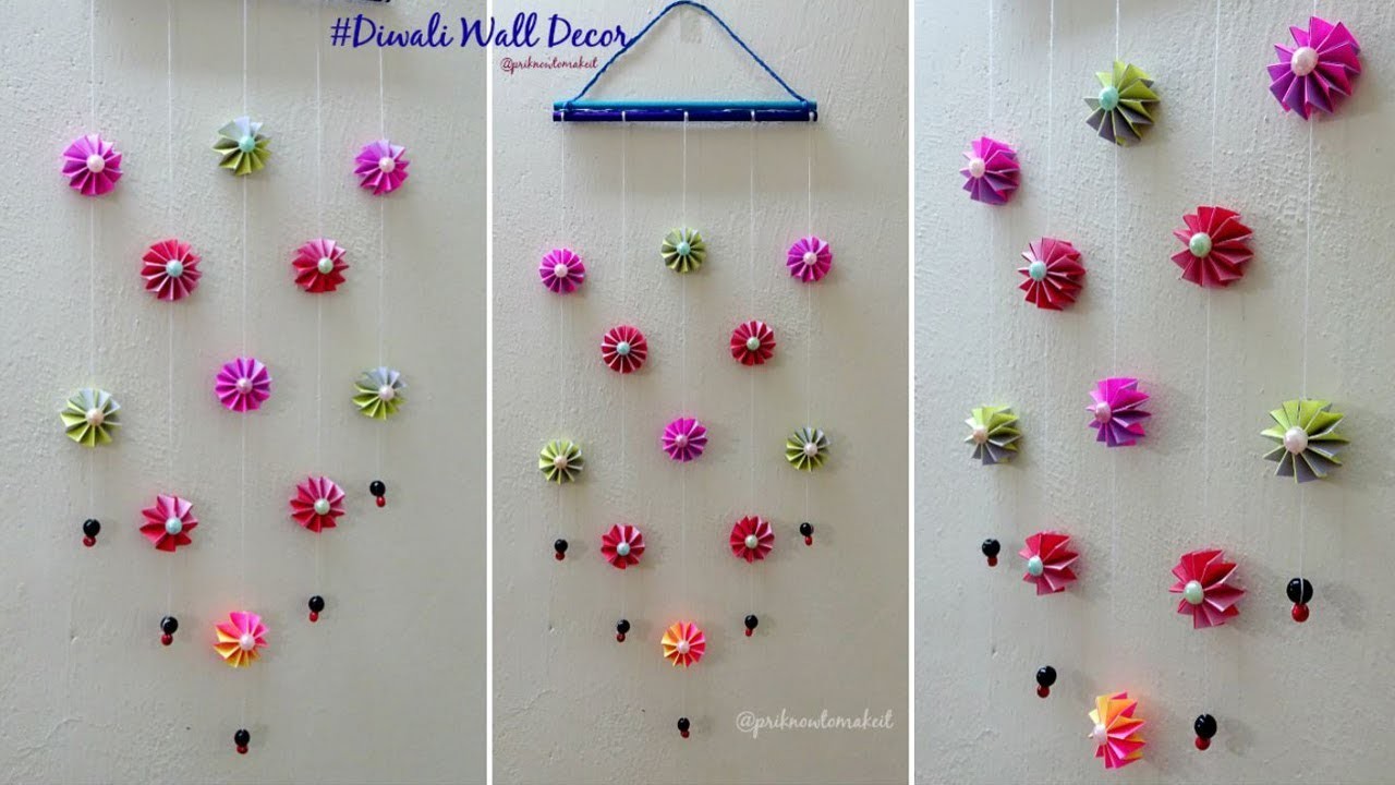 DIY wall decoration idea, how to make easy paper wall ...