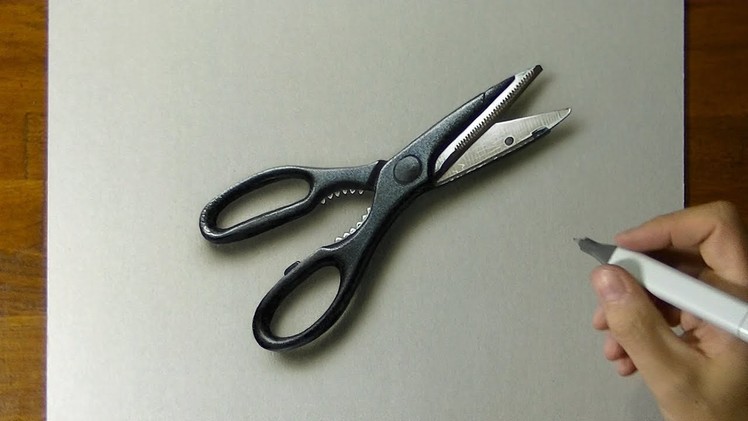 Drawing scissors - How to draw 3D art