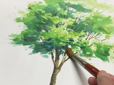 [ Eng sub ]  Watercolor Tree Painting easy tutorial   水彩画の基本 〜樹木を描くコツ