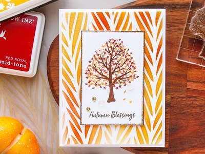 Fall Blessings Card with Color Layering Autumn Tree