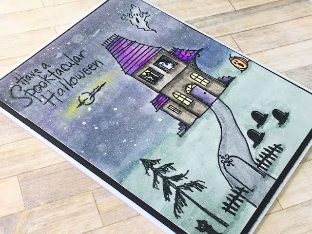 Halloween Card Series 2017 | Stampendous Spooky House | Watercolour