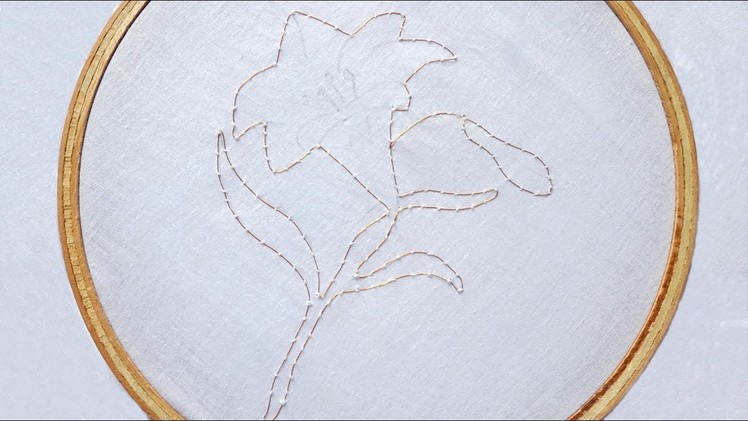 Hand Embroidery Design of Wired Based Lily Flower ( Part 1 )