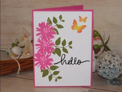 Handmade card using die cut stamping technique