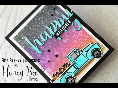Honey Bee Stamps Little Pickup | Distress Oxide Background | AmyR Halloween 2017 Video #7