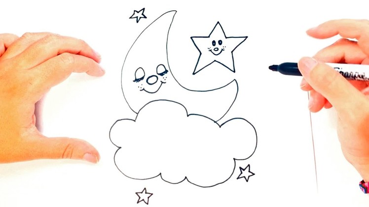 How to draw The moon | Moon Easy Draw Tutorial