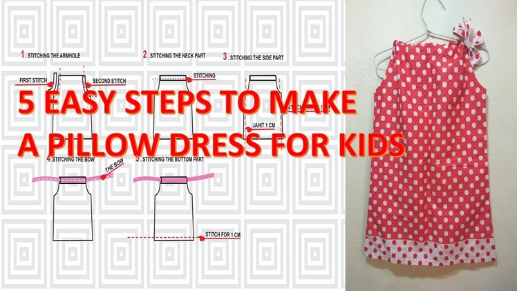 How to make pattern and sew a simple pillowcase dress for little girls using portable mini sewing ma