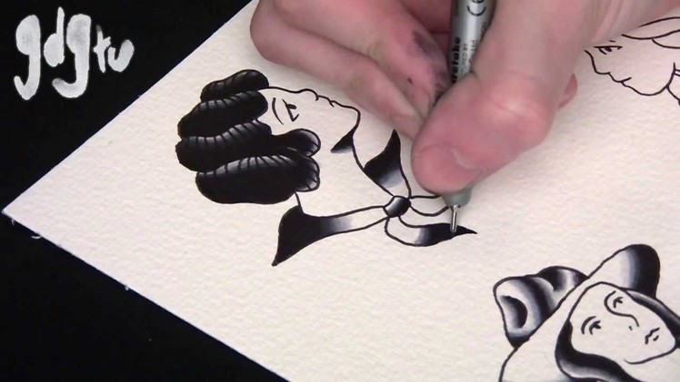 How To Paint Old School Tattoo Flash Pin-Up Designs Tutorial