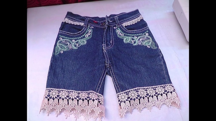 HOW TO SEW STYLISH KIDS SHORTS JEANS CUTTING AND STITCHING