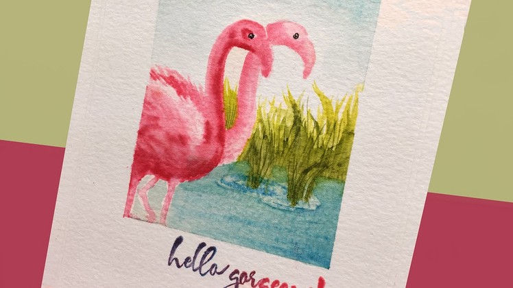 Layered Flamingoes with distress inks