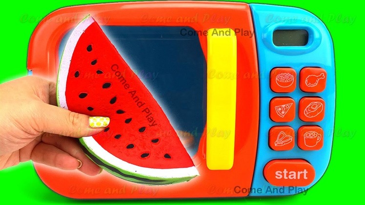 Learn Colors Microwave Squishy Fruits Cutting Slime Play Foam Surprise Toys Disney TMNT Toy Story