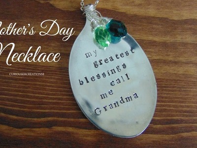 Metal Stamped Mother's Day Spoon Necklace