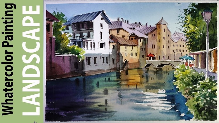 Watercolor Landscape Painting : Canals of Bruges