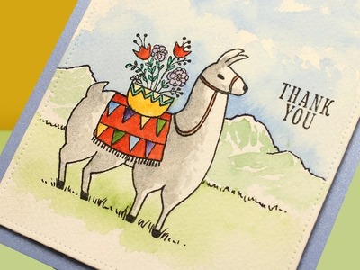 Watercolor Llama Thank You Card