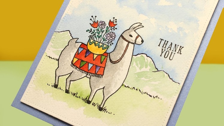 Watercolor Llama Thank You Card