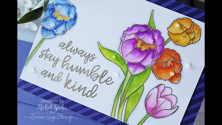 Watercoloring Gold Embossed Images with wplus9 STAMPtember Humble and Kind Set
