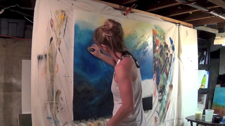 Abstract Art Painting Demo - Original by Shari Kreller - "Ocean Rush"