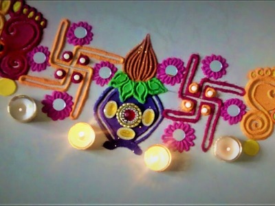 Diwali and Navratri Special Border Rangoli Designs| Laxmi Paul and Kalash Rangoli by Shital Mahajan.