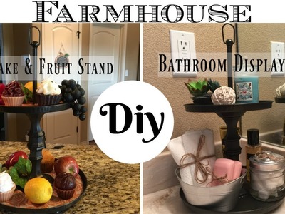DIY Dollar Tree Farmhouse Style 2 Tier Display Stand | For Kitchen or Bathroom