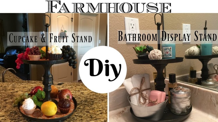 DIY Dollar Tree Farmhouse Style 2 Tier Display Stand | For Kitchen or Bathroom